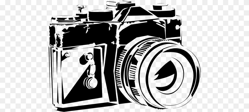 Vintage Camera Drawing, Gray Png
