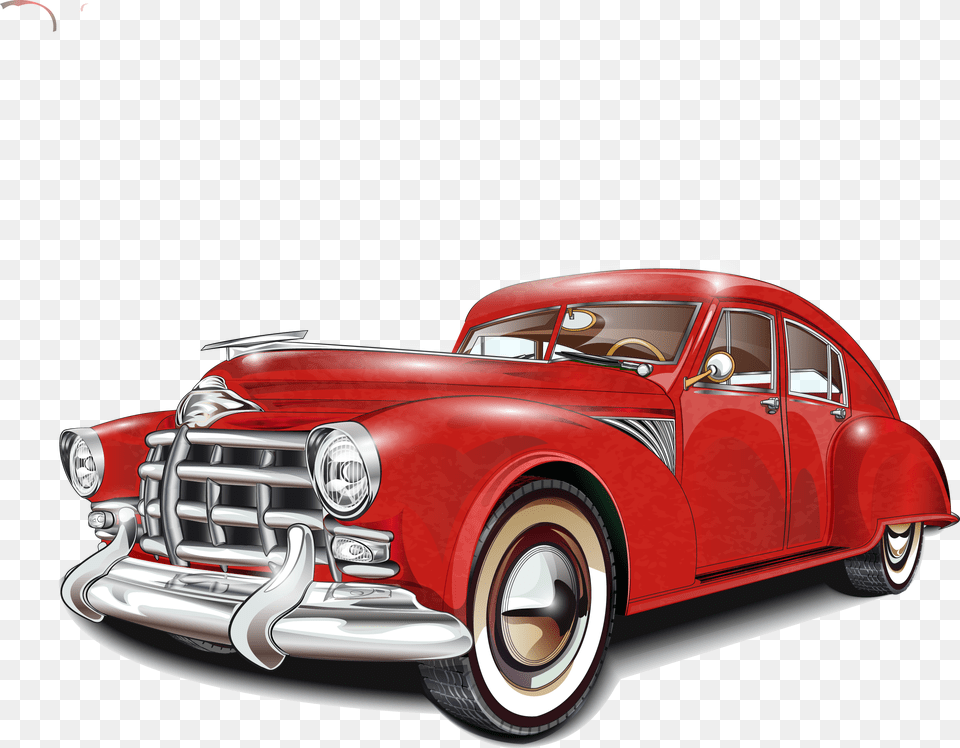 Vintage Car Poster Classic Car Vector Vintage Car, Transportation, Vehicle, Sedan, Antique Car Png Image