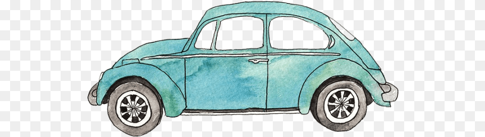 Vintage Car Watercolor Painted Watercolor Car, Transportation, Vehicle, Sedan, Machine Free Png Download