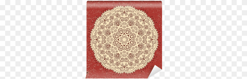 Vintage Card With Lace Ethnic Ornament In A Circle Crochet, Home Decor, Rug Png