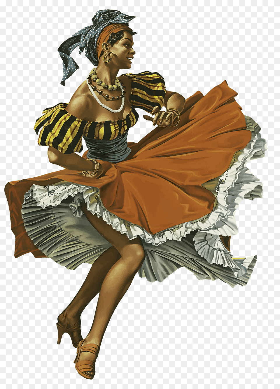 Vintage Caribbean Dancing Woman Clipart, Leisure Activities, Person, Female, Adult Free Png Download