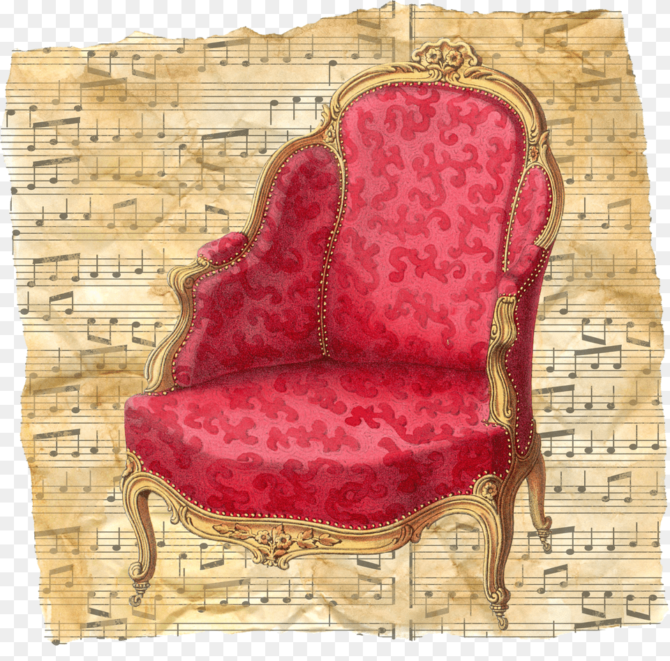 Vintage Chair Red Music Sheet Old Weekly Meal Planner With Shopping List Note Pad Journal, Sign, Symbol Png Image
