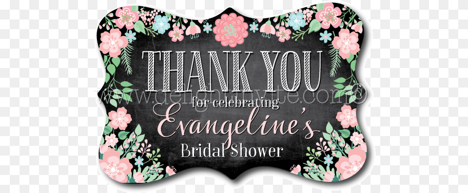 Vintage Chalkboard Floral Bridal Shower Favor Tags Label Free Transparent Png