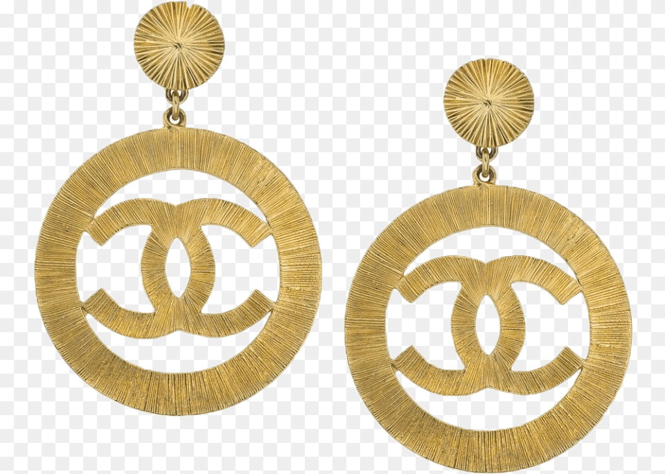 Vintage Chanel Logo Earrings Vintage Chanel Gold Earrings, Accessories, Earring, Jewelry Free Png