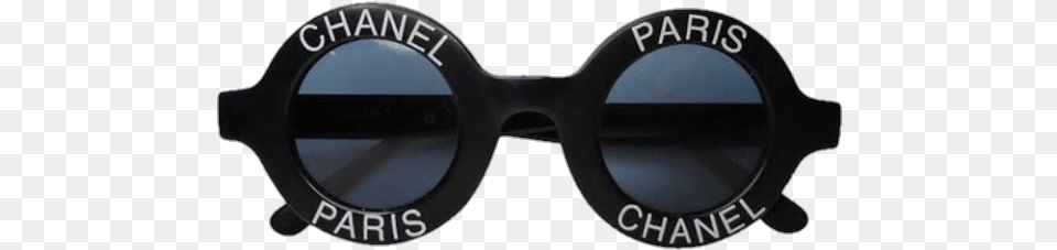 Vintage Chanel Paris Logo Sunglasses Black Round Rare, Accessories, Goggles, Glasses Free Png Download
