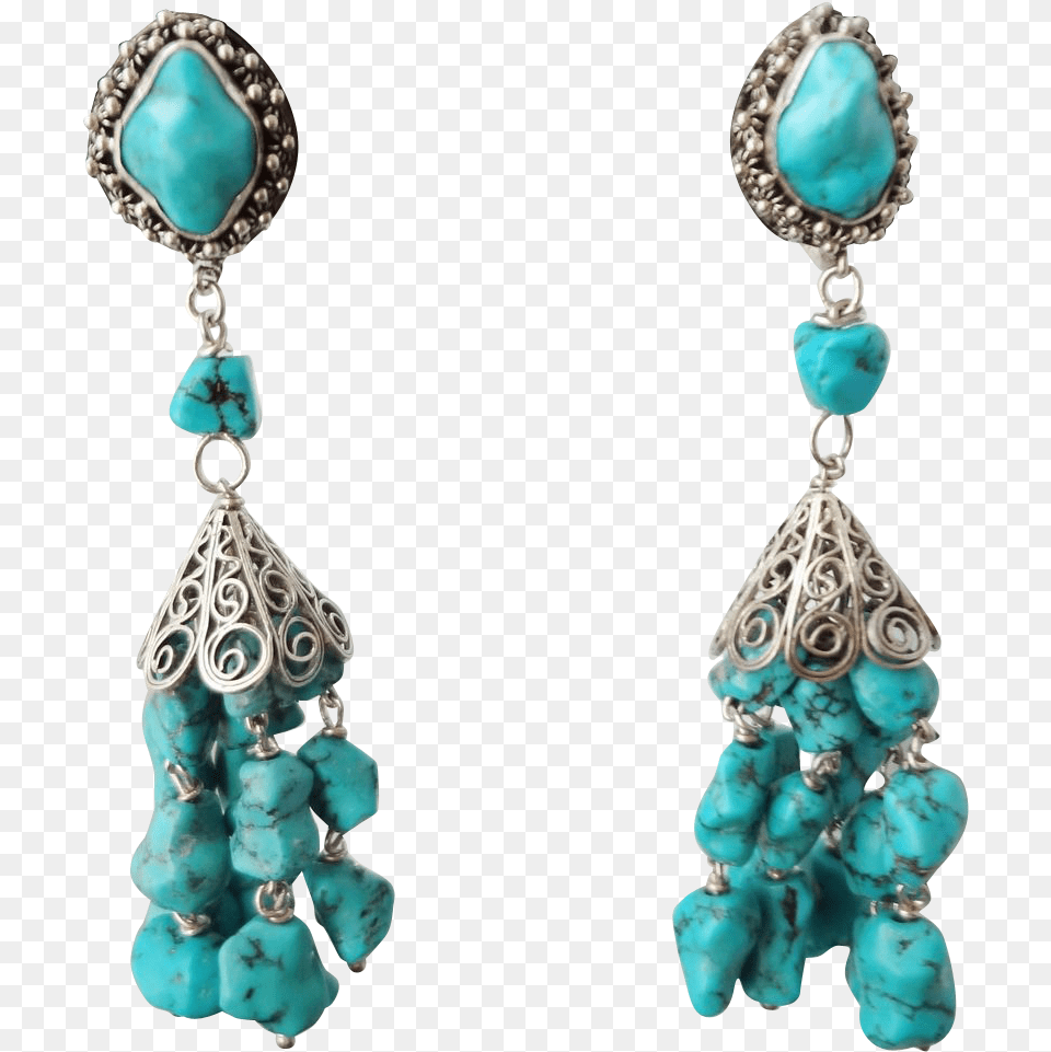 Vintage Chinese Export Turquoise Vintage Chinese Export Turquoise Sterling Silver Filagree, Accessories, Earring, Jewelry Png