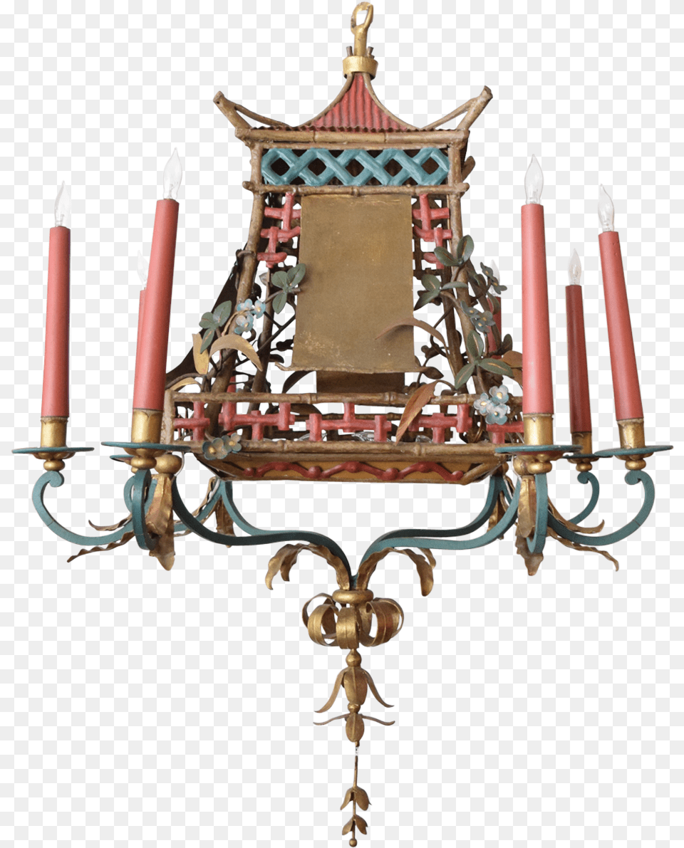 Vintage Chinoiserie Chandelier Viyet Chandelier, Bronze, Lamp, Festival, Hanukkah Menorah Png Image