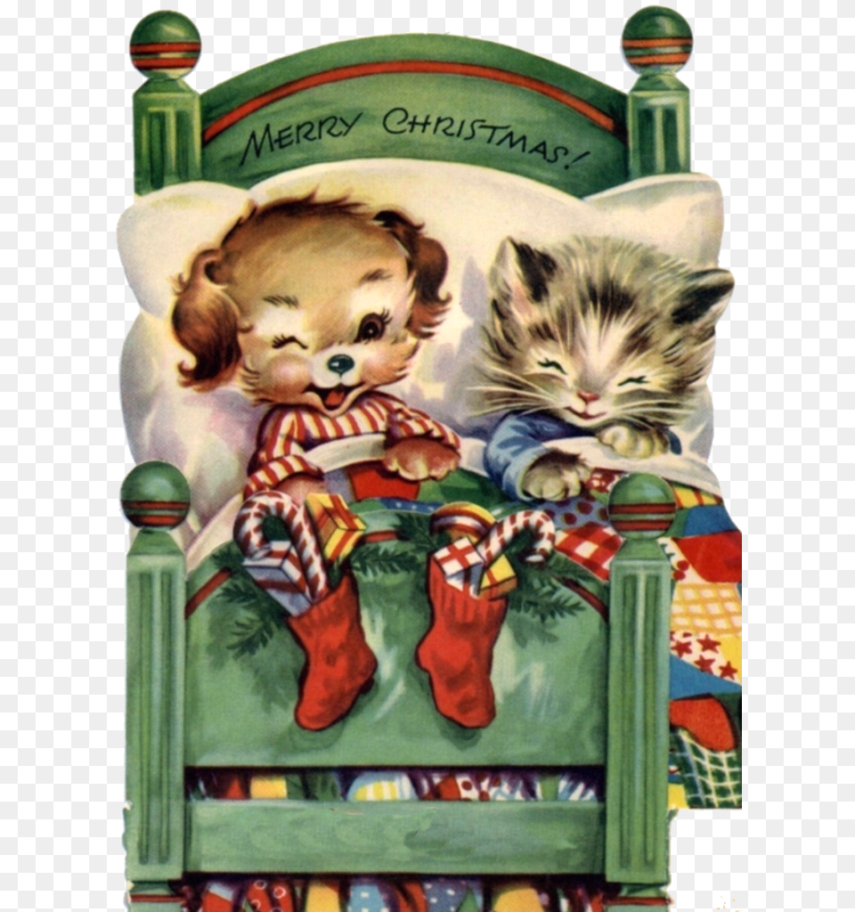 Vintage Christmas Cards Cats, Baby, Face, Head, Person Png