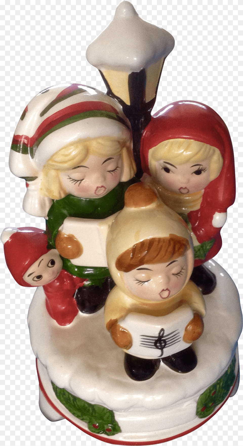 Vintage Christmas Carolers Music Box Ceramic Silent Christmas Day, Figurine, Art, Porcelain, Pottery Free Transparent Png