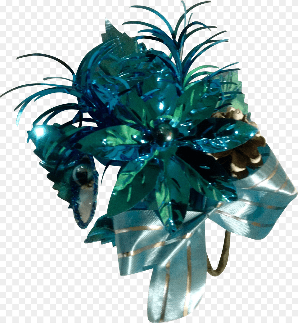 Vintage Christmas Corsage Sparkle Blue Bell Pinecone Christmas Day, Plant, Accessories, Jewelry Png