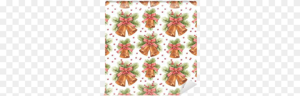 Vintage Christmas Pattern Watercolor Painting, Plant, Tree Free Png Download