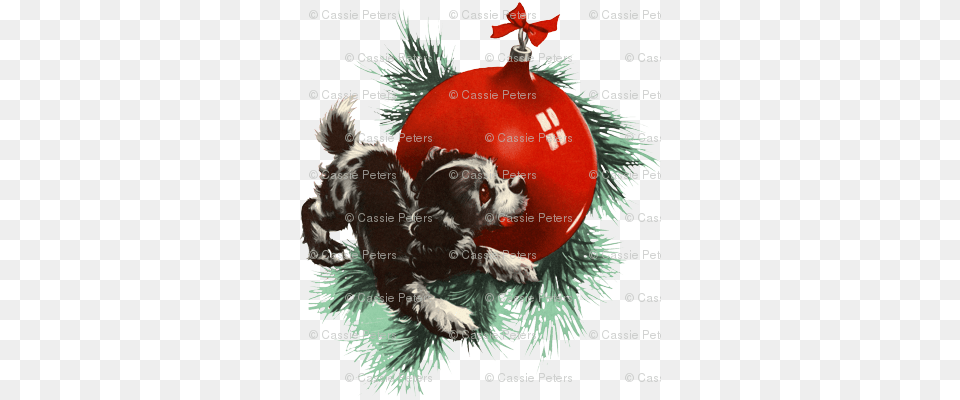 Vintage Christmas Puppy Back Christmas Day, Accessories, Ornament, Animal, Cat Free Png Download