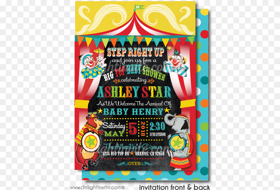 Vintage Circus Carnival Baby Shower Invites, Advertisement, Poster, Leisure Activities Free Png Download