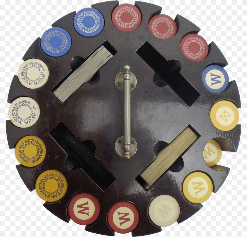 Vintage Clay Poker Chip Set With Revolving Case 405 Casino Token, Mace Club, Urban, Weapon, Text Png Image
