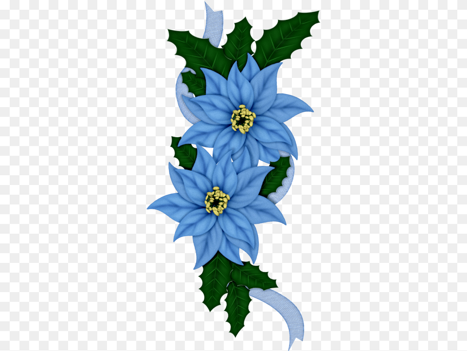Vintage Clip Art Blue Flower Flores De Navidad, Pattern, Plant, Dahlia, Leaf Free Png