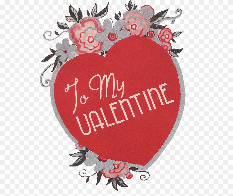 Vintage Clip Art To My Valentine Greeting Card, Flower, Plant, Rose Png Image