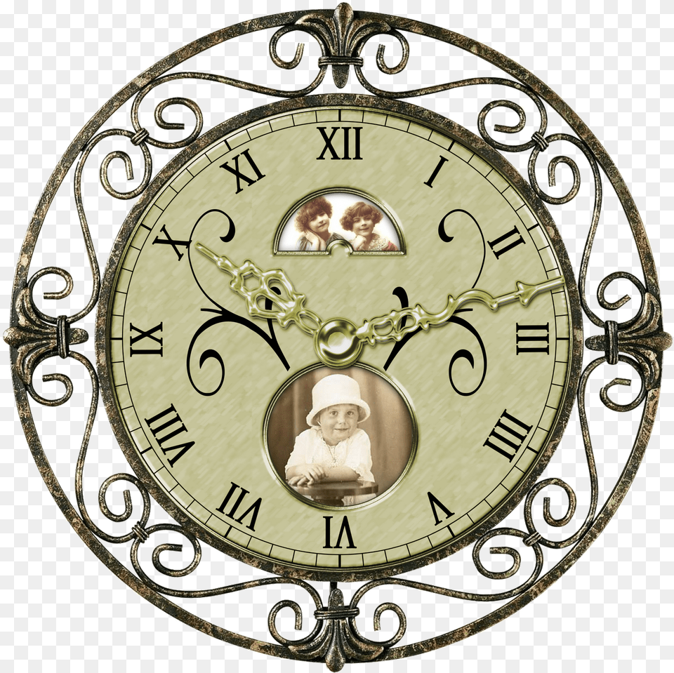 Vintage Clock Clipart Transparent Background, Person, Wall Clock, Analog Clock, Baby Free Png