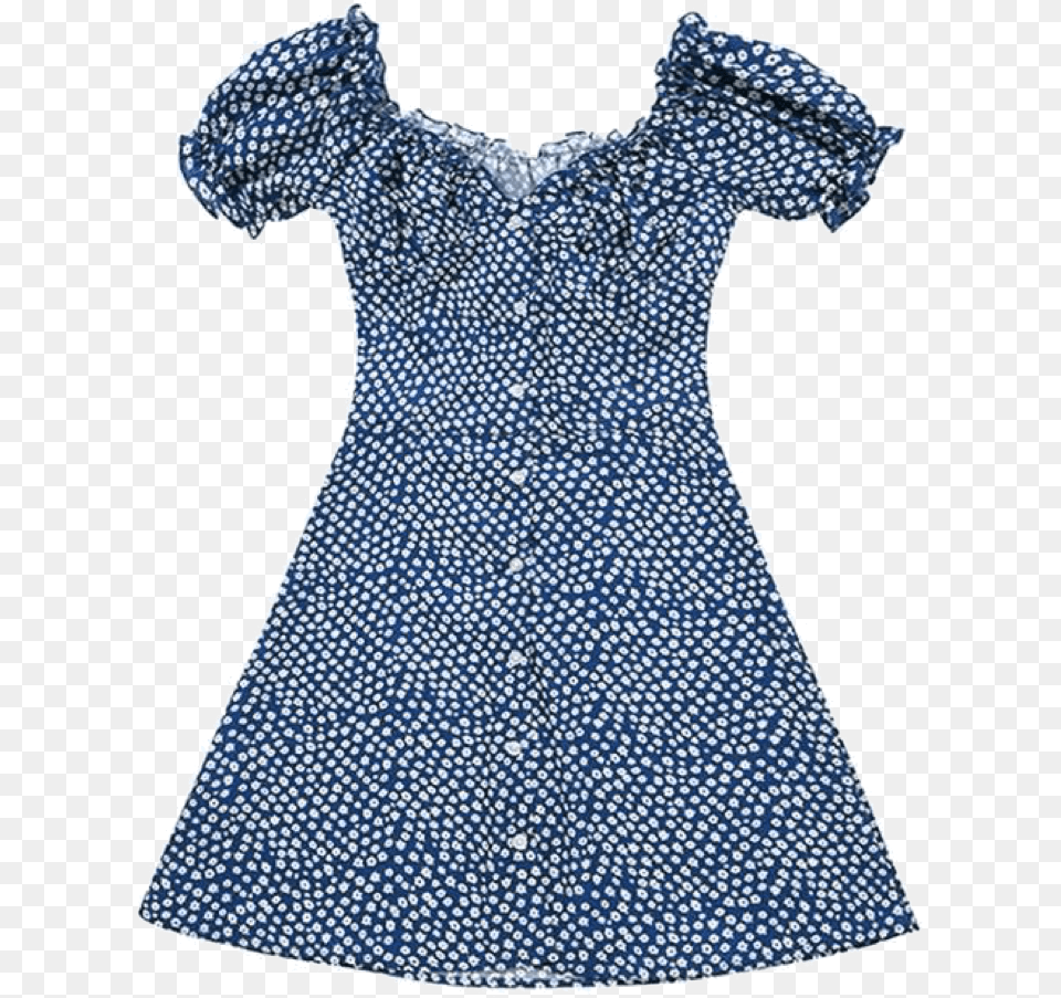 Vintage Clothes Blue Dress Aesthetic Summer 80s Day Dress, Blouse, Clothing, Pattern, Coat Free Png Download