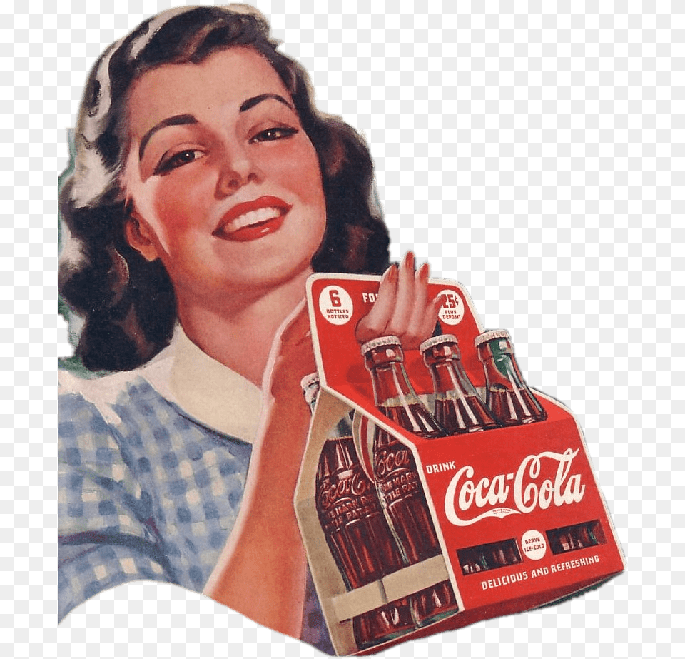 Vintage Coca Cola Advertising Feat Woman Coca Cola Ads 1940s, Adult, Person, Female, Coke Png Image
