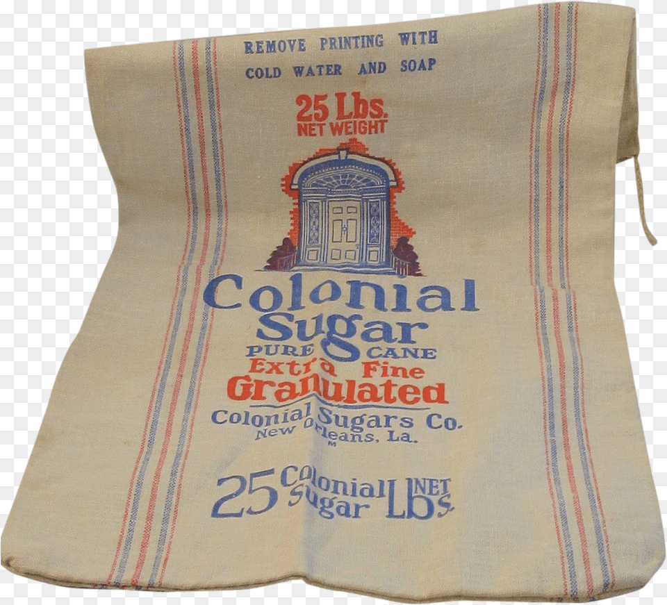 Vintage Colonial Sugar New Orleans Cotton 25 Pound Colonial Bags Of Sugar, Bag, Sack, Accessories, Handbag Free Png
