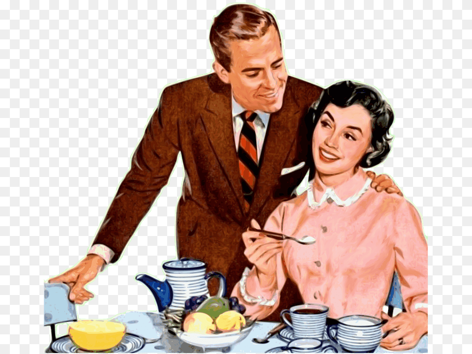Vintage Couple, Food, Meal, Cutlery, Fork Png Image