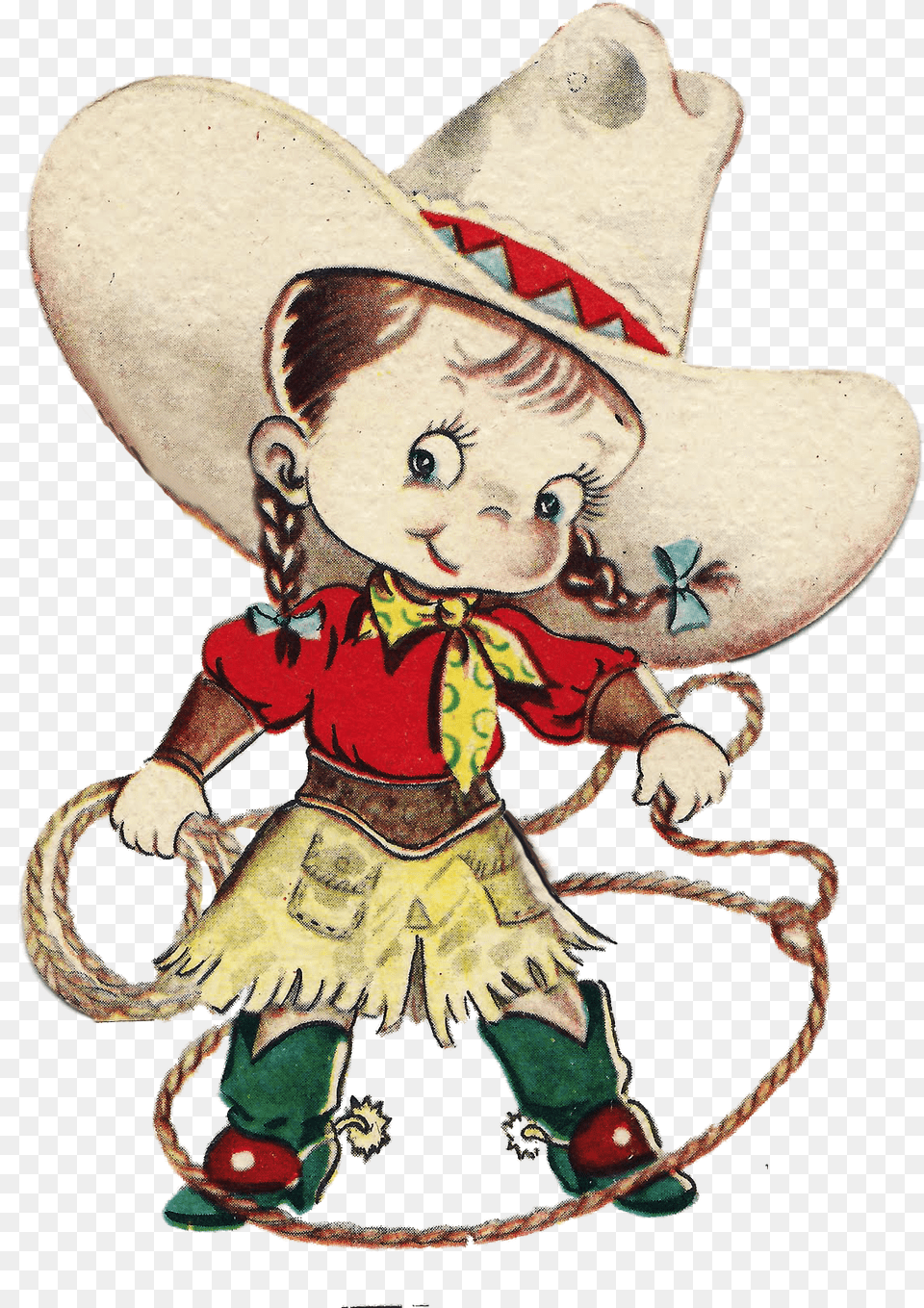 Vintage Cowgirl Clipart, Clothing, Hat, Baby, Person Png Image