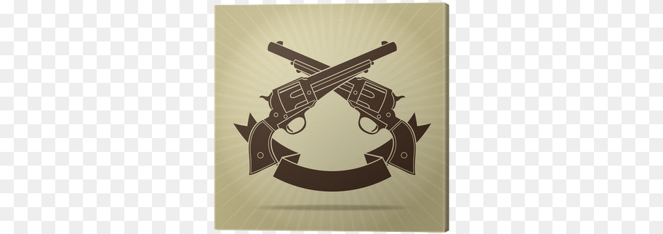 Vintage Crossed Pistols Silhouette Canvas Print Pixers Crossed Pistols Tattoo, Electronics, Firearm, Hardware, Weapon Free Transparent Png