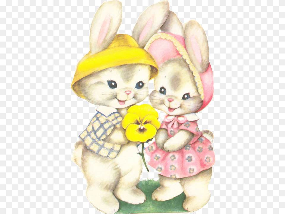Vintage Cute Easter Bunny, Pear, Produce, Food, Fruit Png Image