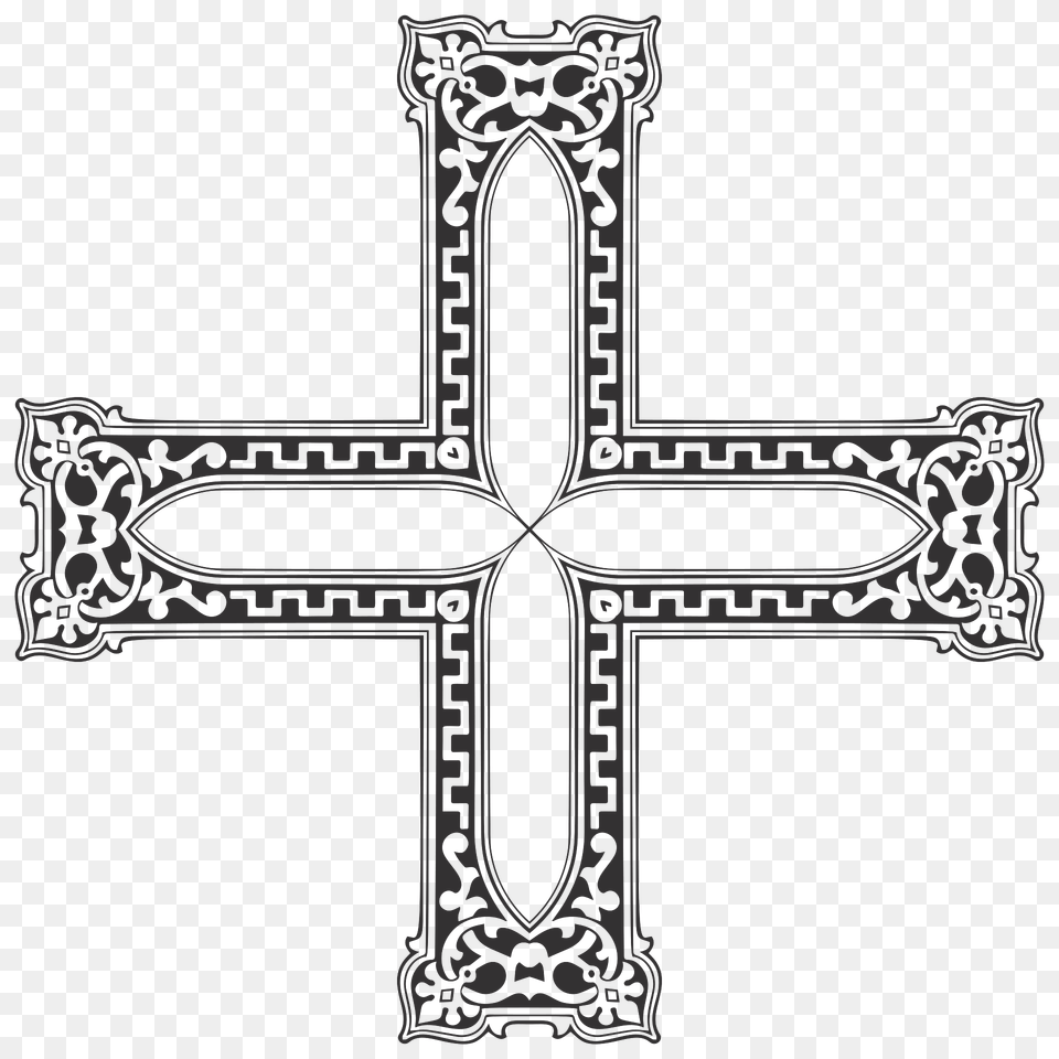 Vintage Decorative Ornamental Cross 2 Clipart, Symbol, Green, Pattern Png Image