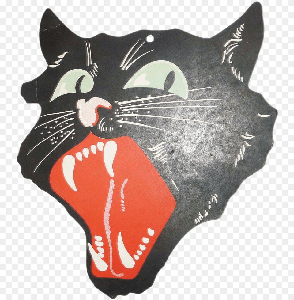 Vintage Dennison Halloween Black Cat Die Cut For Kids Vintage Transparent Halloween, Animal, Mammal, Pet Free Png