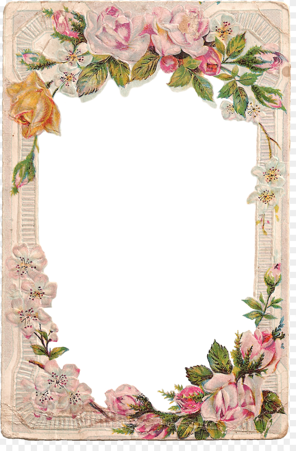 Vintage Digital Flower Frame With Roses And Dogwood Frame Flower Border Design, Art, Floral Design, Graphics, Pattern Free Transparent Png