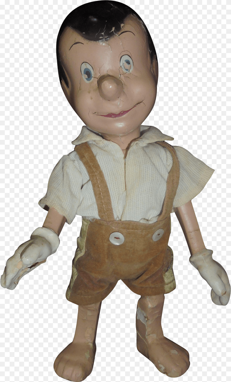 Vintage Disney Pinocchio Composition Doll In Poor Condition Cartoon, Toy, Face, Head, Person Png