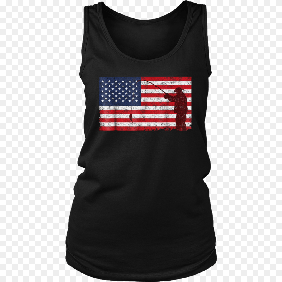 Vintage Distressed American Flag Fishing Pole T Shirt Flag Of The United States, Clothing, T-shirt, American Flag, Person Free Png