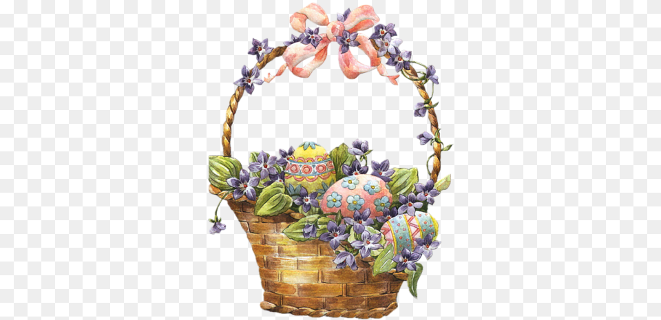 Vintage Easter Egg Basket, Flower, Plant, Banana, Food Free Png Download