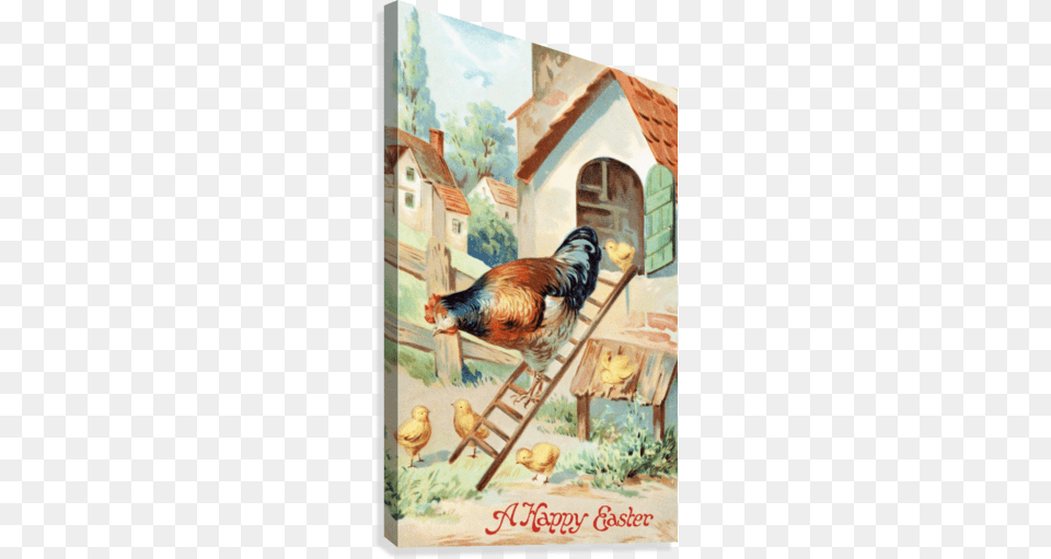 Vintage Easter Greeting Card With Illustration Of Hen Cartolina Auguri, Animal, Bird, Chicken, Fowl Png Image