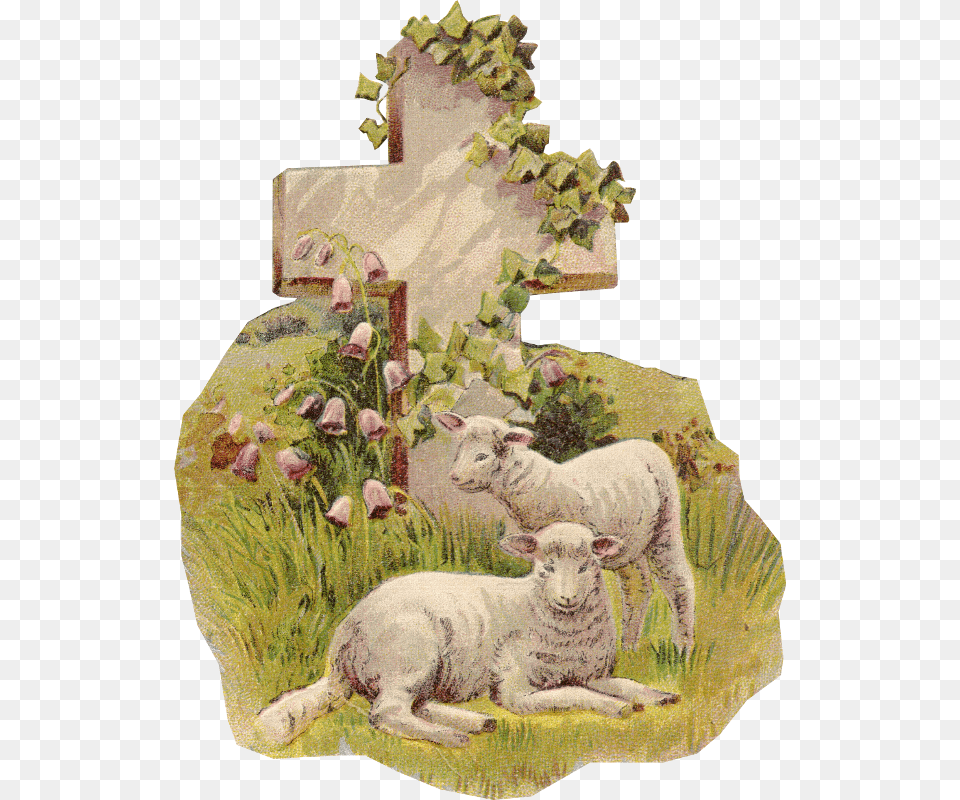 Vintage Easter High Quality Image Catholic Easter, Cross, Symbol, Animal, Livestock Free Png