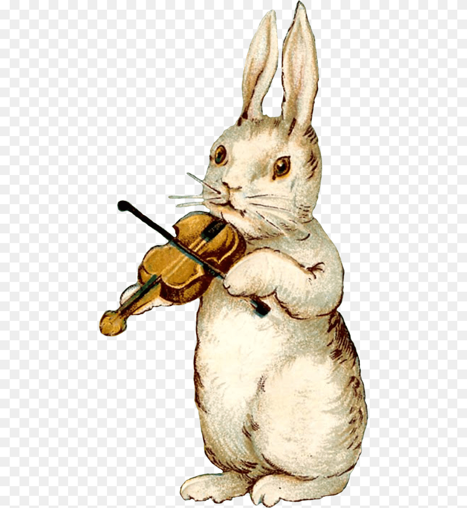 Vintage Easter Images Rabbit Playing Violin Necklace Easter Jewelry White, Animal, Mammal, Baby, Person Png Image