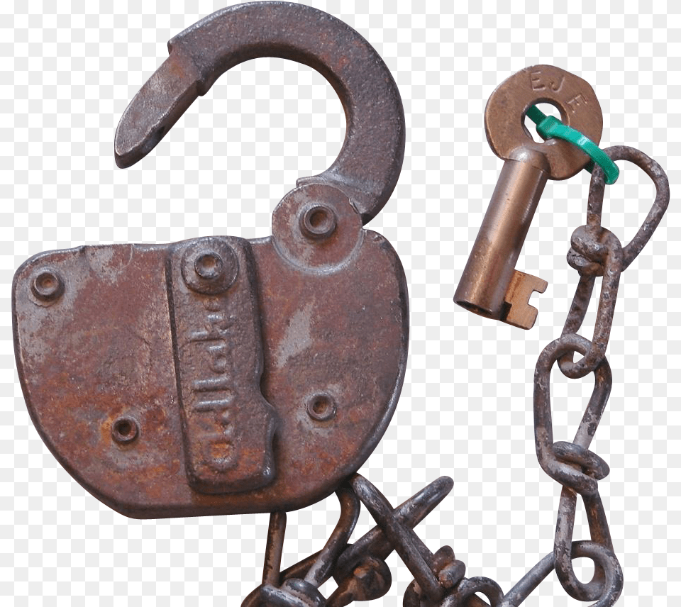 Vintage Ejamperr Railroad Switch Lock Amp Key Set, Corrosion, Rust Png
