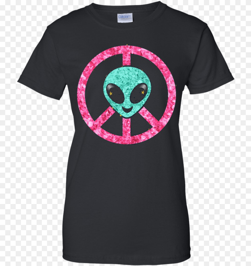 Vintage Emoji Hippie Alien Aqua Peace Sign Pink Gold Mtley Cre T Shirt, Clothing, T-shirt, Face, Head Png