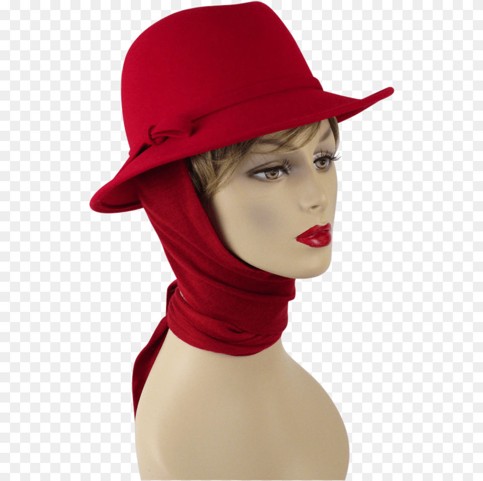 Vintage Fedora Scarf Hat, Adult, Sun Hat, Person, Female Free Png Download