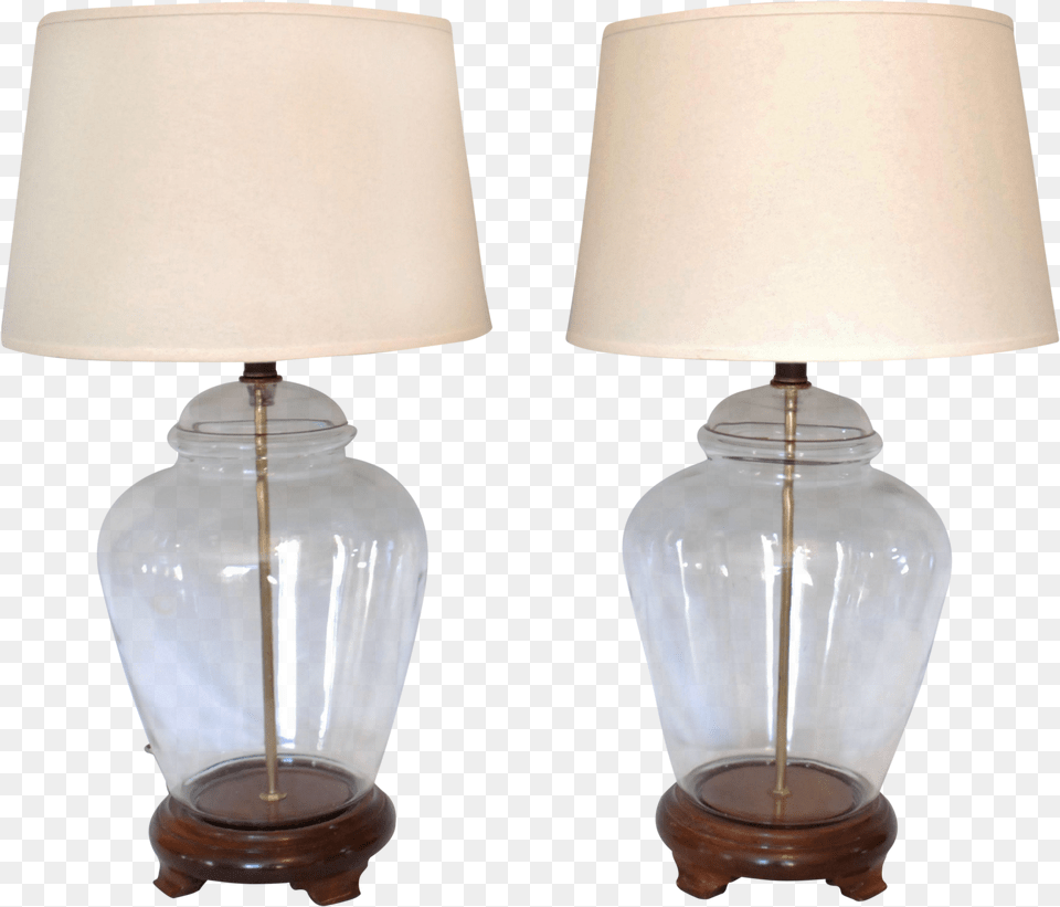 Vintage Fillable Transparent Glass Ginger Jar Lamps A Pair Lampshade Png Image