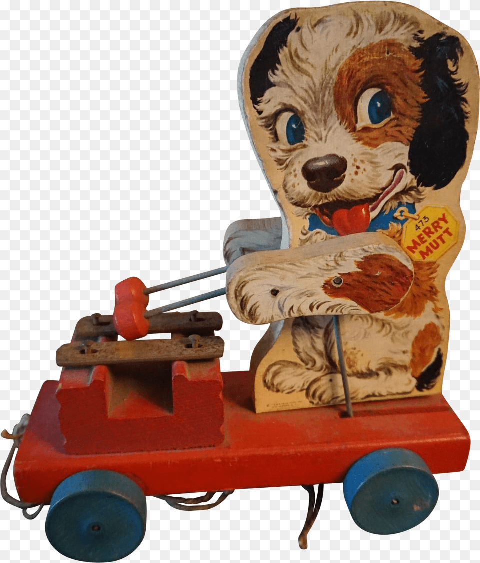 Vintage Fisher Price Merry Mutt Wooden Soft, Machine, Wheel Png