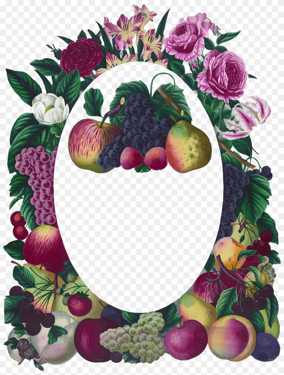 Vintage Floral And Fruit Frame Clipart, Art, Produce, Plant, Painting Free Png