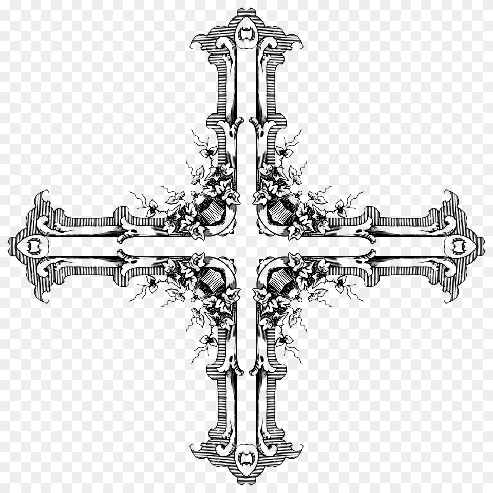 Vintage Floral Cross Clipart, Symbol Png Image