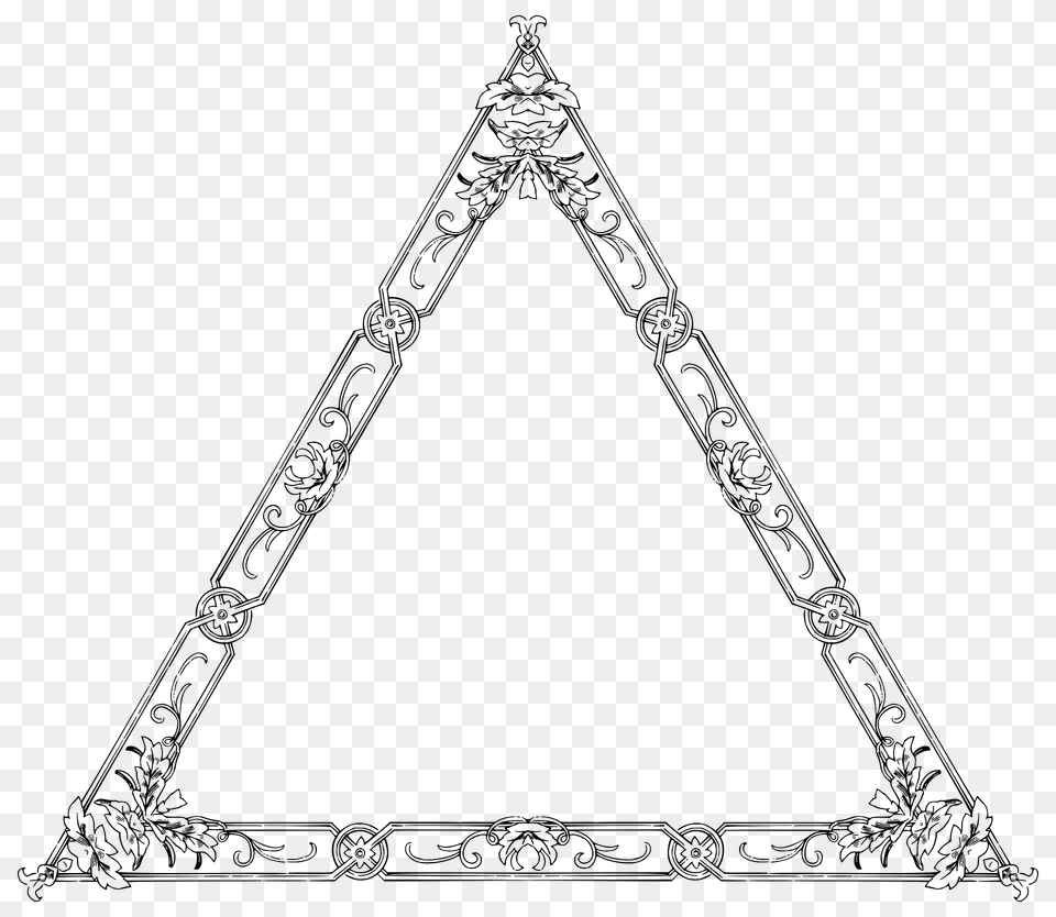 Vintage Floral Flourish Frame Extrapolated Clipart, Home Decor, Triangle, Rug, Accessories Png Image