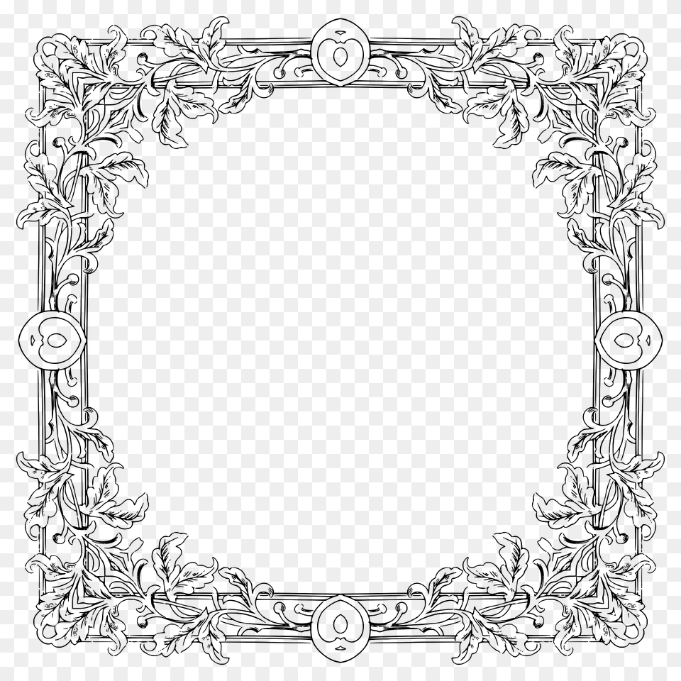 Vintage Floral Flourish Frame Extrapolated Clipart, Home Decor, Art, Floral Design, Graphics Png