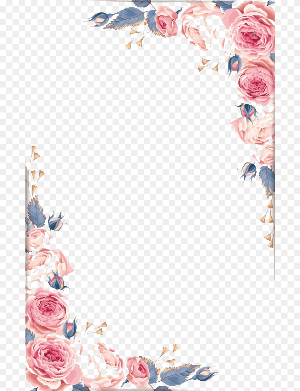 Vintage Floral Frame Pink And Gray Floral Border, Rose, Plant, Pattern, Graphics Png Image