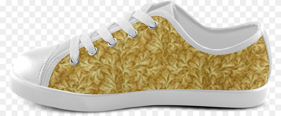 Vintage Floral Lace Leaf Yellow Canvas Kid S Shoes Skate Shoe, Clothing, Footwear, Sneaker Png Image