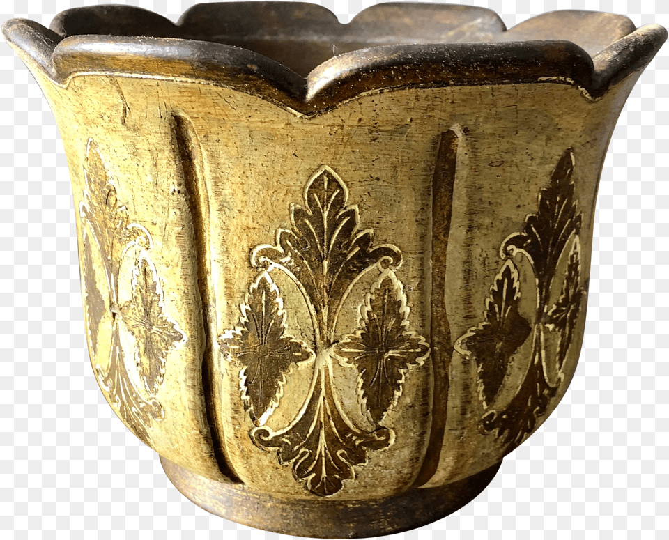 Vintage Florentine Italian Pottery Flower Pot Antique Flower Pot Free Png Download