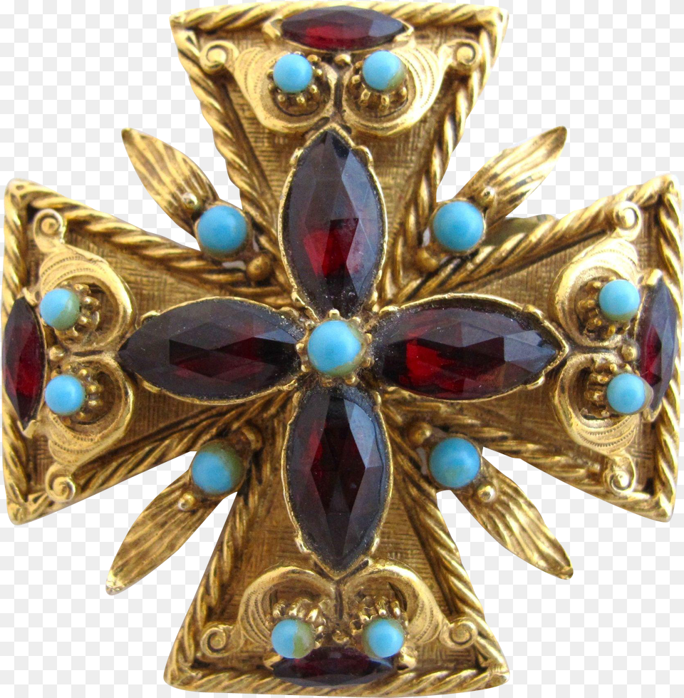 Vintage Florenza Maltese Cross Brooch Pin Brooch Free Transparent Png